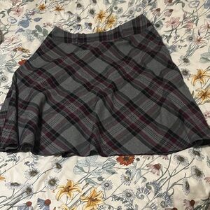 dressbarn Gray and Red Plaid Skater Skirt